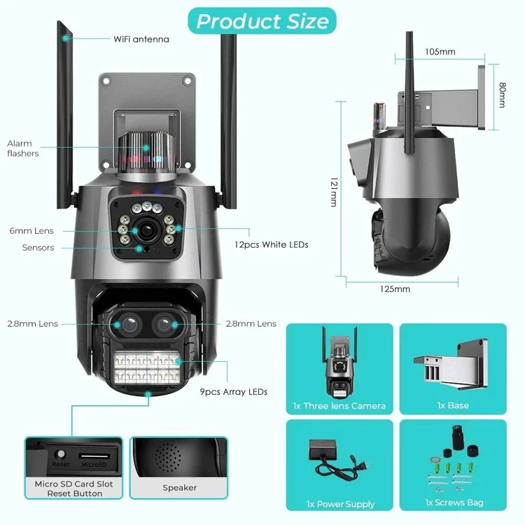 دوربین 3لنز زوم 10x اپتیکال wifi